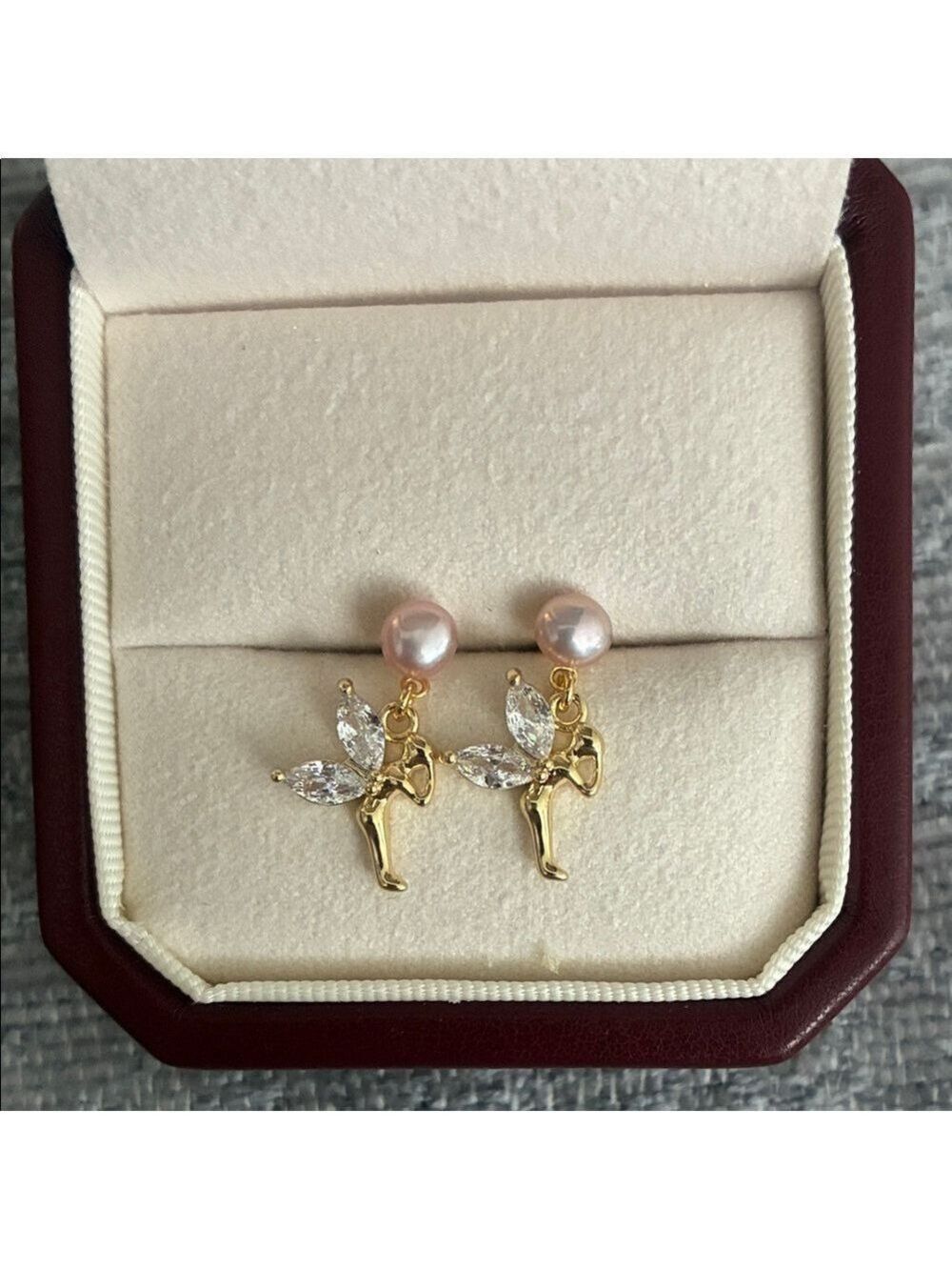 Elegant Gold and Pearl Fairy Earrings